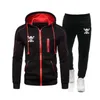 Herrspårar vinter heta försäljning luffy herrkläder män set tryck hoodie set fleece dragkedja hooded tröja + byxor casual tracksuit j230803