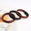 Bracelet en cuir véritable pour homme Bracelet Vintage Cordon tissé à la main Boucle magnétique Cadeau d'amant