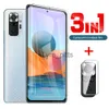 Protecteurs d'écran de téléphone portable pour Xiaomi Redmi Note 10 5G Pro Film en fibre de carbone à dos souple + protecteur d'écran en verre trempé avant et couvercle de film d'objectif x0803