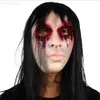 Party Masks Horror Mask Halloween Scary Black Long Hair Ghost Headgear Haunted House Tricky Props Terror Party Costume Dress Up L230808