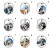 Nyckelringar söta sibiriska husky nyckelchain smycken glas kupol hund pendelle par keyring gåva för djurälskare