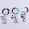 Luxurious Leopard Silicone Bracelet Car Keychain Contrasting Zebra Pattern Silk Smooth Tassel Wrist Keyring Women Bag Pendant