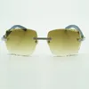 Nieuwe mode-monturen zonnebril 0286O met nieuwe hardware natuurlijke blauwe houten hoogwaardige zonnebril graveren lenzen,