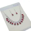 Pendant Necklaces Colorful Crystal Full Rhinestone Necklace Earrings Two Piece Set Exquisite Wedding Dress Collar Chain