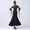 Vêtements de scène 2023 robe de danse de salon femmes élégant noir fête Costumes modernes grande balançoire valse Performance vêtements