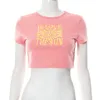 T-shirt femme Sweet Kawaii Floral Letter Print Pink Cropped Top Women Casual High Street Y2K Fairy 90S Sexy Club Party Basic Slim Baby Tshirt 230802