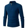 Men's Sweaters Autumn Winter Pullover Sweater Mens 2023 Casual Long Sleeve Twist Semi-turtleneck Zipper Knit Warm Outdoors Leisure Sports