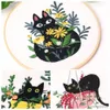 Kinesiska stilprodukter DIY Cross Stitch Nålarbetsverktyg för nybörjare Hem Sying Handkampar Broderi Set Flowers Plants Cat Mönster Handgjorda R230803