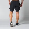 Mäns shorts Mens 2 In1 Running Summer Elastic Bodybuilding Fitness Short Pants Navy Blue Practice Jogger Gym Workout