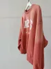 Womens hoodies tröjor Jyate mode bleknade tvättade orange bokstäver Kvinnor Autumn Long Sleeve Oneck Pullover Tops Streetwear 230802