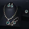 Collier boucles d'oreilles ensemble goutte d'eau européenne et américaine pierres précieuses clavicule anneau Bracelet quatre pièces accessoires