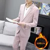 Men's Suits 2023Autumn And Winter Padded Thickening (suit Trousers) Fashion Handsome Two-piece Suit Formal Jacket Top