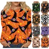 Damen-T-Shirts, Bluse, Clubs, Halloween-Muster, bedruckt, Rundhalsausschnitt mit Knopf, lässig, stilvoll und modisch, für Damen, Camisetas