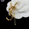 Bamboe Textuur Broche Designer Brief Broche Pins Luxe L Mode Hoge Kwaliteit Sieraden Vrouwen Mannen Unisex Gouden Broches G238034C