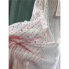Женские блузки летние повседневные свободные буровые полосатые рубашки Женщины Торн воротник с длинным рукавом вверх розовые женские вершины
