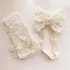 Hair Accessories Lace Bow Baby Headband White Embroidery Flower Princess Bands Infant Girls Turban Toddler Headwear Kids