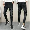Mäns jeans 2023 Fashion Boutique Stretch Casual Mens Skinny Men rak denim / manlig byxa byxor