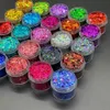 Glitter per unghie 24 colori Decorazioni artistiche Polveri Set 3D Holographic Round Hexagon Design Paillettes Accessori fai da te Forniture 230802