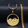 Pendant Necklaces Sun Tree Forest Mountain Landscape 2 Layers Necklace Stainless Steel Natural Scenery Camping Jewelry N6024S06