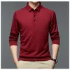 Polos para hombre, ropa de calle, polos sólidos a la moda para hombre, camiseta de primavera y otoño, ropa coreana de manga larga con solapa fina para hombre, Tops de negocios 230803