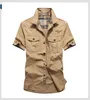 Chemises décontractées pour hommes M-6XL grande taille été à manches courtes Cargo militaire respirant Cool coton Camisa Social Masculina