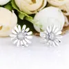 Boucles d'oreilles à tige 2023 authentique 925 en argent Sterling pavé marguerite fleur déclaration pour les femmes européennes bijoux à bricoler soi-même