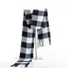 Scarves Classic Black White Plaid Men Scarf Winter Warm Cashmere Long Male Shawl Bufandas Casual Men's Tassel Pashmina Wrap