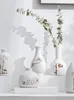 Vases Creative Home Mini Ceramic White Vase Flower Pattern Decoration Room Ins Simple Wedding