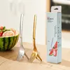 Dinnerware Sets 304 Stainless Steel Watermelon Fork Multi-functional Two-in-one Dicing Fruit Camping Portable