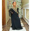 Robes de fille Robe de fille noire Abaya royale pour enfants Chemise longue marocaine Tendance de la mode européenne et américaine