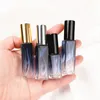 wholesale 5ml 9ml square gradient blue glass spray empty bottle with aluminum nozzle for perfume subpackage