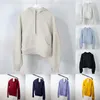 Ioga mergulho inverno lululemens hoodies usar meio zíper design moda feminina todos os zíperes moletom com capuz esportes manga longa zip up moletom