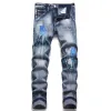 Mens Jeans Distressed Motorcycle Biker Jean Snake Embroidery Rock Skinny Slim Ripped Hole Stripe Fashionable Embroidery Denim CJG23080322