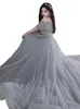 花嫁のドレスの光沢のあるレースマザージャケット長いスパンコールビーズプラスサイズカスタムメイドの人魚の恋人のネックラインブライングイブニングプロムテールパーティーガウン403