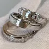 Pierścionki ślubne Wysokiej jakości 925 925 srebrny srebrny z złotym cyrkonem 18 -karatowy Para pierścionka mężczyzn Kobiety kryształowy zaręczynowy prezent na imprezę biżuterii