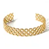 Bangle Stainless Steel Hollow Mesh Design Opening Couple Bracelet For Men And Women