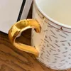 CHANNEL Golden Monogram ceramic Mug cup coffee cup Relief handmade Sakura cherry blossom series