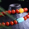 Strand Authentic South Red Stone Liangshan Natural Bracelets Zielony koralik dla kobiet urodzinowy prezent kryształowy biżuteria