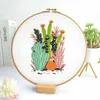 Chinese Style Products Green Plant DIY Embroidery Cross Stitch Hoop Starter Needlework Sewing Art Handmade Gift Craft Ribbon Painting Decor R230803