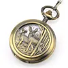 Pocket Watches unika retro brons hjort design kvarts titta med fob kedja män kvinnliga gåvor