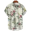 Men's Casual Shirts Hawaiian Resort Style Summer Shirt 3d Printed Flowers And Grass Short-sleeved Tops Street Y2k Fashion Clothing