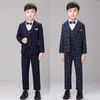 Ternos masculinos formal xadrez vermelho meninos conjunto de 3 peças verão outono crianças baile de formatura terno de casamento blazer tamanho grande crianças smoking jaqueta calças colete