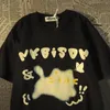 Herr t-skjortor amerikansk retro preppy stil kattunge mönster t-shirt män och kvinnor par outfit sommar lös hajuku halvärmad topp y2k