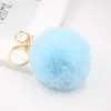 Key Rings 1pcs 8cm Fake Fur Brand Bag Keychain Pompom Car Keyring Gold Color Chains Pompons Rabbit Charms Chain 230802