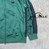 Chaquetas de hombre 23SS de alta calidad, chaqueta verde con agujas de rayas moradas, abrigos para hombres y mujeres, abrigos con bordado de mariposa AWGE, monopatín