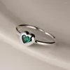 Cluster Ringen Echt 925 Sterling Zilveren Hart Voor Vrouwen Fijne Sieraden 2023 Leuke Liefde Groen Blauw Wit Zwart Crystal Ring vrouw Accessoires