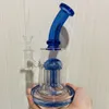 Pipa ad acqua in vetro spesso Rosa blu Bong Bubbler Arm Tree Perc Oil Dab Rig Recycler Narghilè Tubi per fumare con giunto 14mm