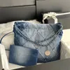 10a Top-nivå Replication Designer Crossbody Bag Luxury Chain Bag Handväskor Designer 22bag denim Silverkedja axelväska 35 cm 39 cm med dammväska gratis frakt