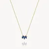 Chains Elegant S925 Sterling Silver Marquise Sapphire Fan Necklace For Women