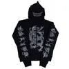 Europa und Amerika Vintage Herren Zip Hoodie Muster Strass Gothic Sweatshirt Sportmantel Garbage Langarm Hoodie Jacke Y2k Kleidung